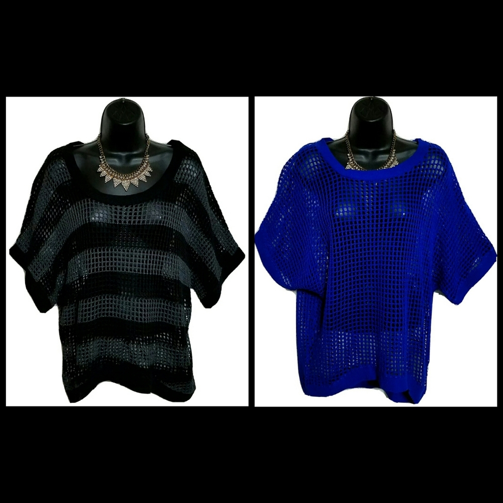 LOT 2 NEW Cool Attitude Open Knit Mesh Tops Jr 3X